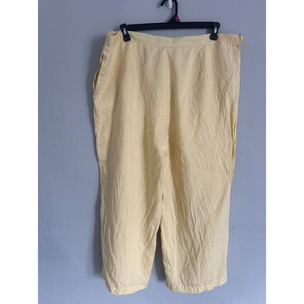Lino U.S.A. Women’s 3X Yellow 100% Linen Wide Leg Pants Lined - Picture 3 of 9